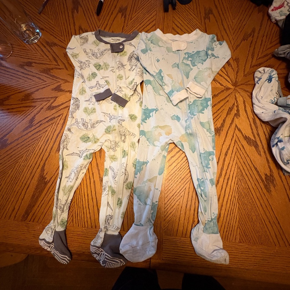 Burt's Bees Baby Green and Blue Footies One Piece